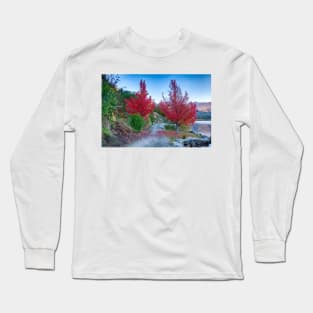 Reflective Beauty: Autumn Trees by the Lake Long Sleeve T-Shirt